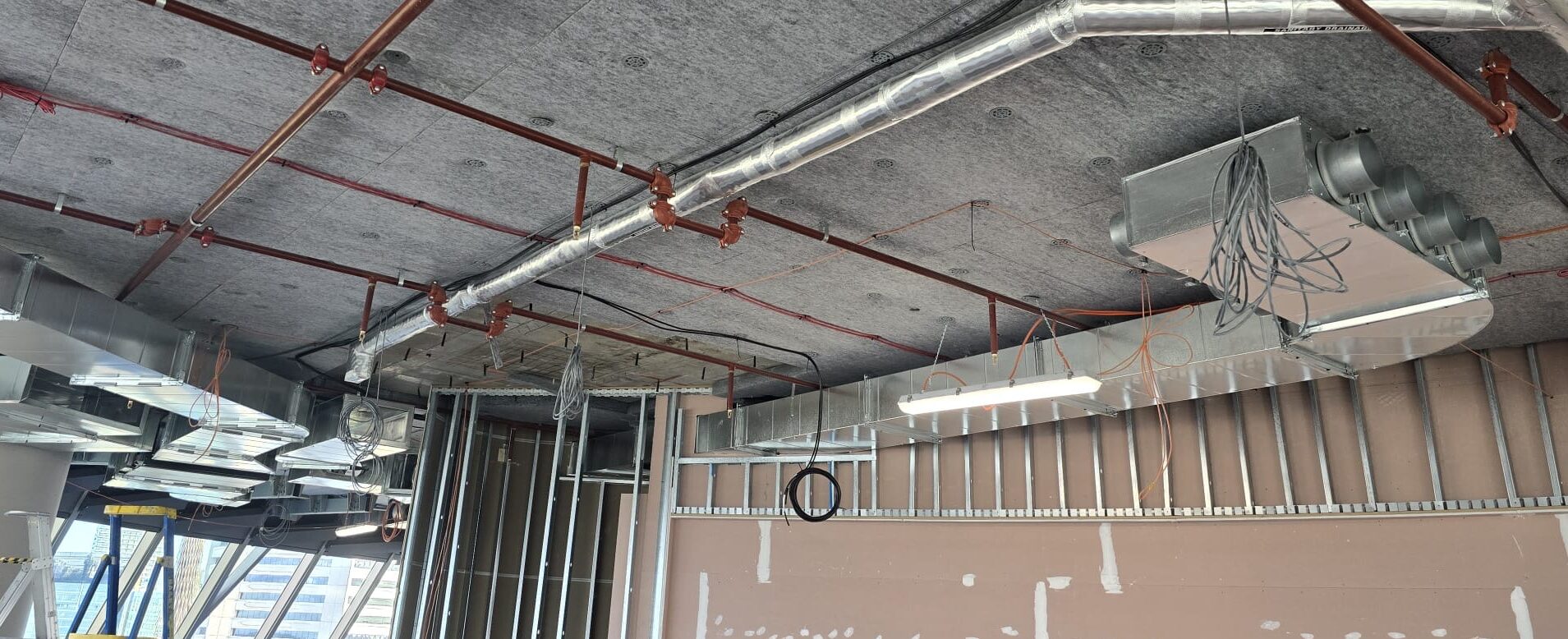 Exposed wiring in a new build